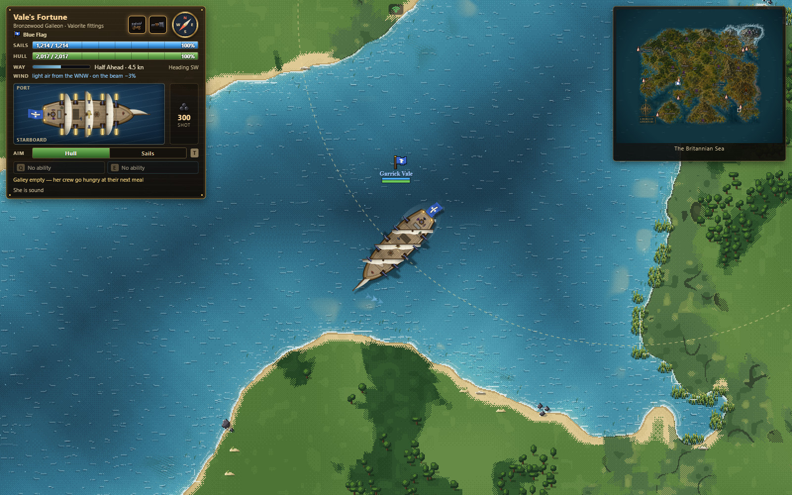 A ship under sail on the open sea