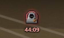 The Criminal mark on the Buffs bar, a hooded face with 44:09 beneath it