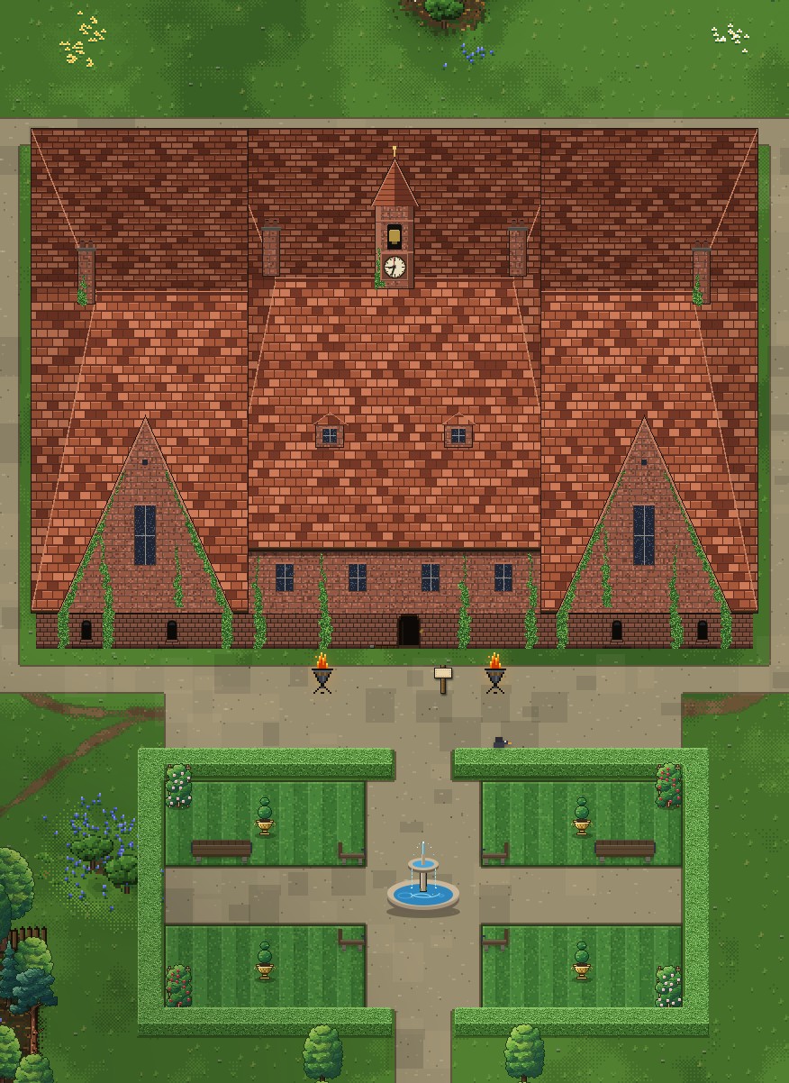 The Personal Island's manor, outside, with its forecourt and parterre